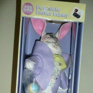 Trendmasters Bunnyland 10” Easter Bunny Rabbit Plush Posable K-Mart 1991 Purple